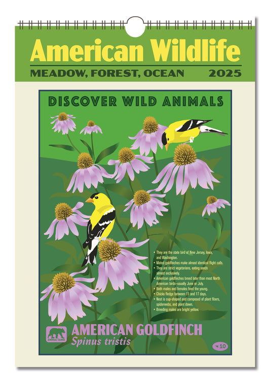 American Wildlife Oversize Wall Calendar 2025, 13.38'' x 19'' Spiral Bound with Hanger