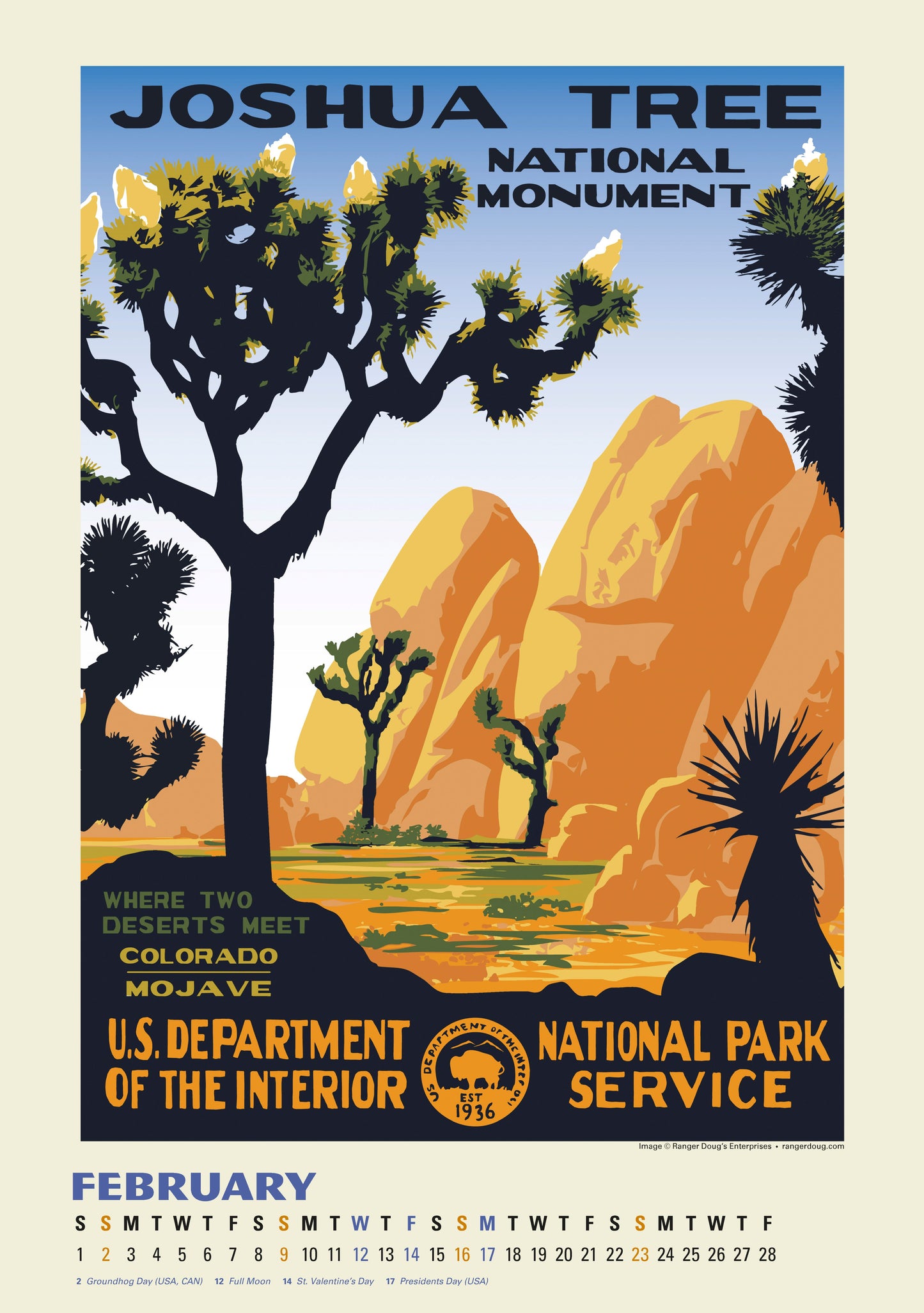 National Parks Poster Art of The WPA Oversize Wall Calendar 2025, 13.38'' x 19'' Spiral Bound with Hanger