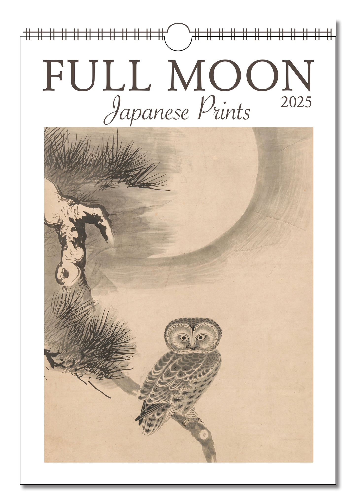 Full Moon Japanese Prints Oversize Wall Calendar 2025, 13.38'' x 19'' Spiral Bound with Hanger