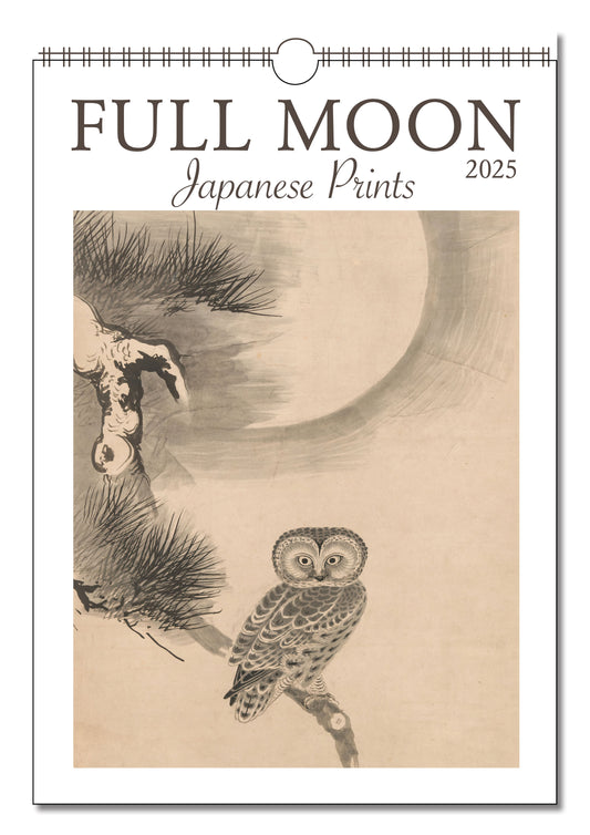 Full Moon Japanese Prints Oversize Wall Calendar 2025, 13.38'' x 19'' Spiral Bound with Hanger