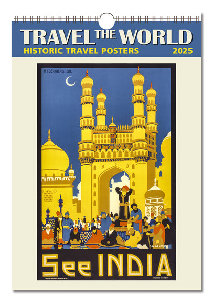 Travel the World Oversize Wall Calendar 2025, 13.38'' x 19'' Spiral Bound with Hanger