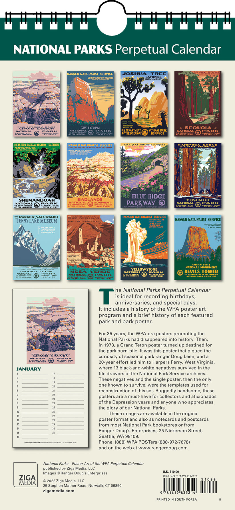 National Parks Poster Art of the WPA Perpetual Calendar Birthday Anniv National Parks Poster Art of the WPA Perpetual Calendar Birthday Anniv