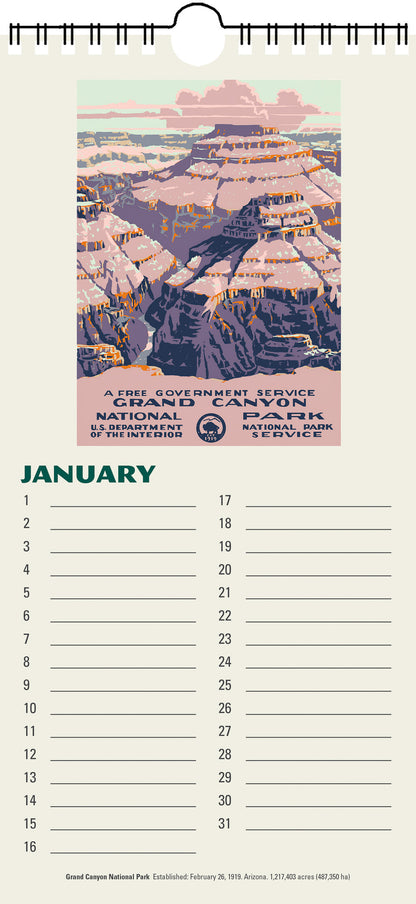 National Parks Poster Art of the WPA Perpetual Calendar Birthday Anniversary (Printed in USA)