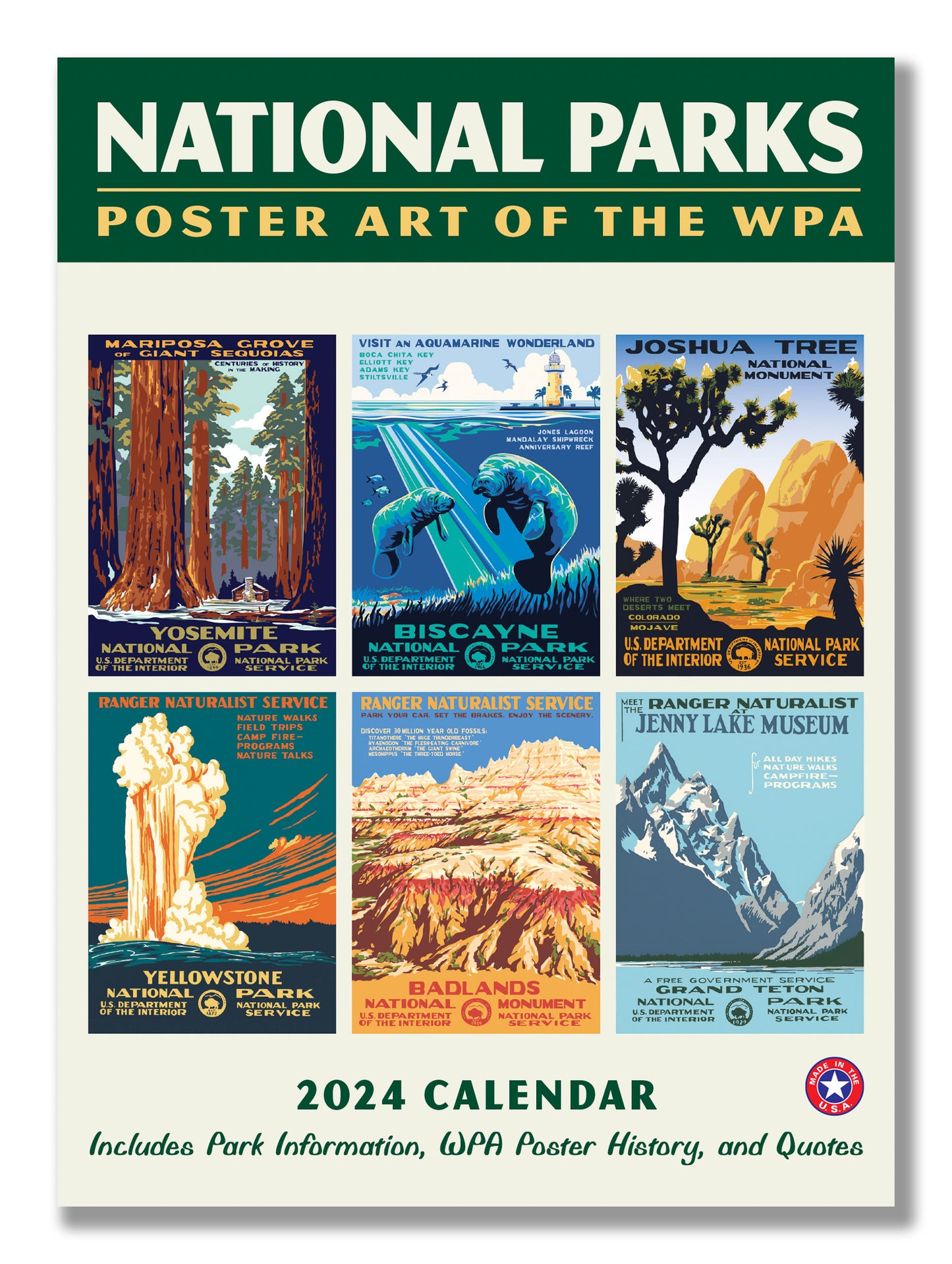 National Parks GRID WPA Wall Calendar 2024